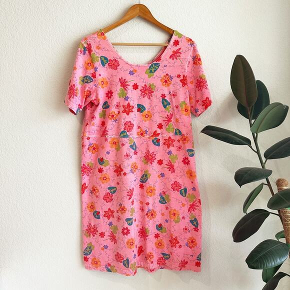 fresh produce Dresses & Skirts - VTG Fresh Produce Dress Large Pink Floral Beachy Pockets Cotton Oh Happy Day